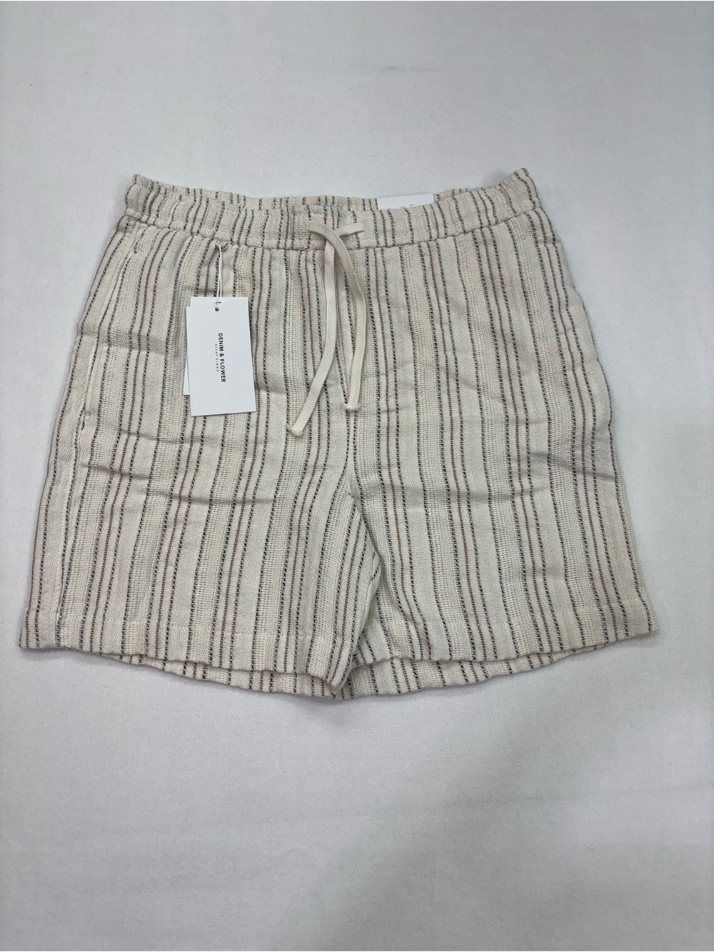Denim & Flower Cream Striped Drawstring women’s Shorts size 34 L
